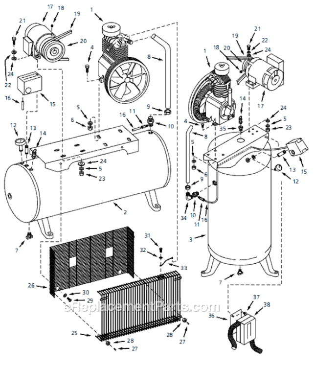 Page A Diagram and Parts List for CI051080VA 2003 Campbell Hausfeld Compressor